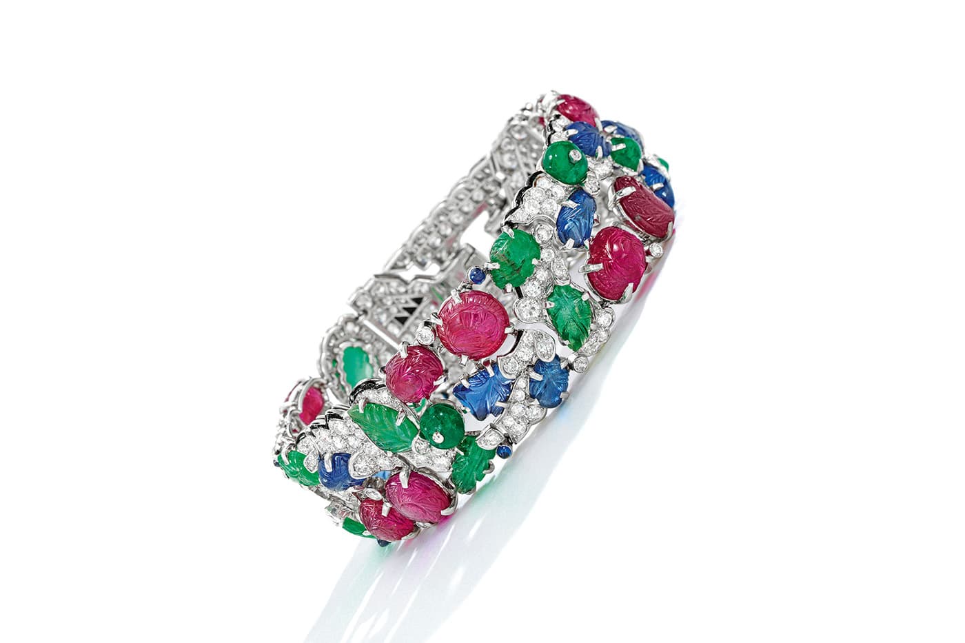  Cartier Tutti Frutti bracelet circa 1930s with rubies, emeralds, sapphires and diamonds 