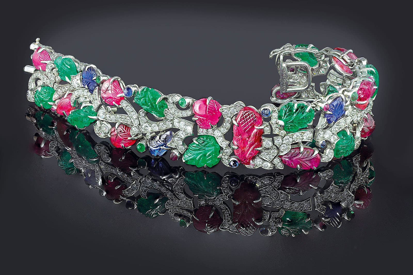 Cartier Tutti Frutti bracelet circa 1930s with rubies, emeralds, sapphires and diamonds 