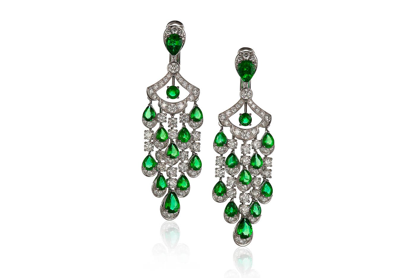 Graff Icon earrings with emeralds and diamonds 