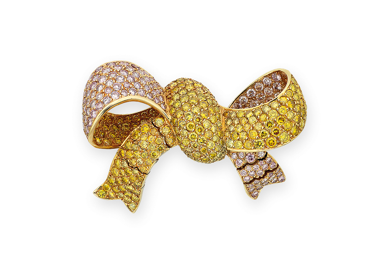 Graff brooch with approx. 9.50ct pink and yellow diamonds
