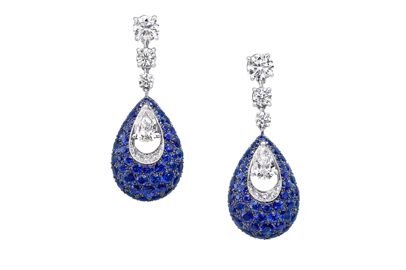  Graff drop earrings with diamonds and sapphires 