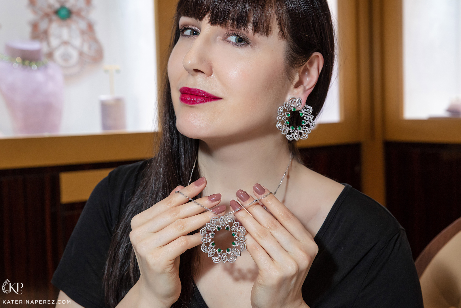 Emerald and diamond jewels from Luvor's exquisite Mandala collection, which resembles openwork lace