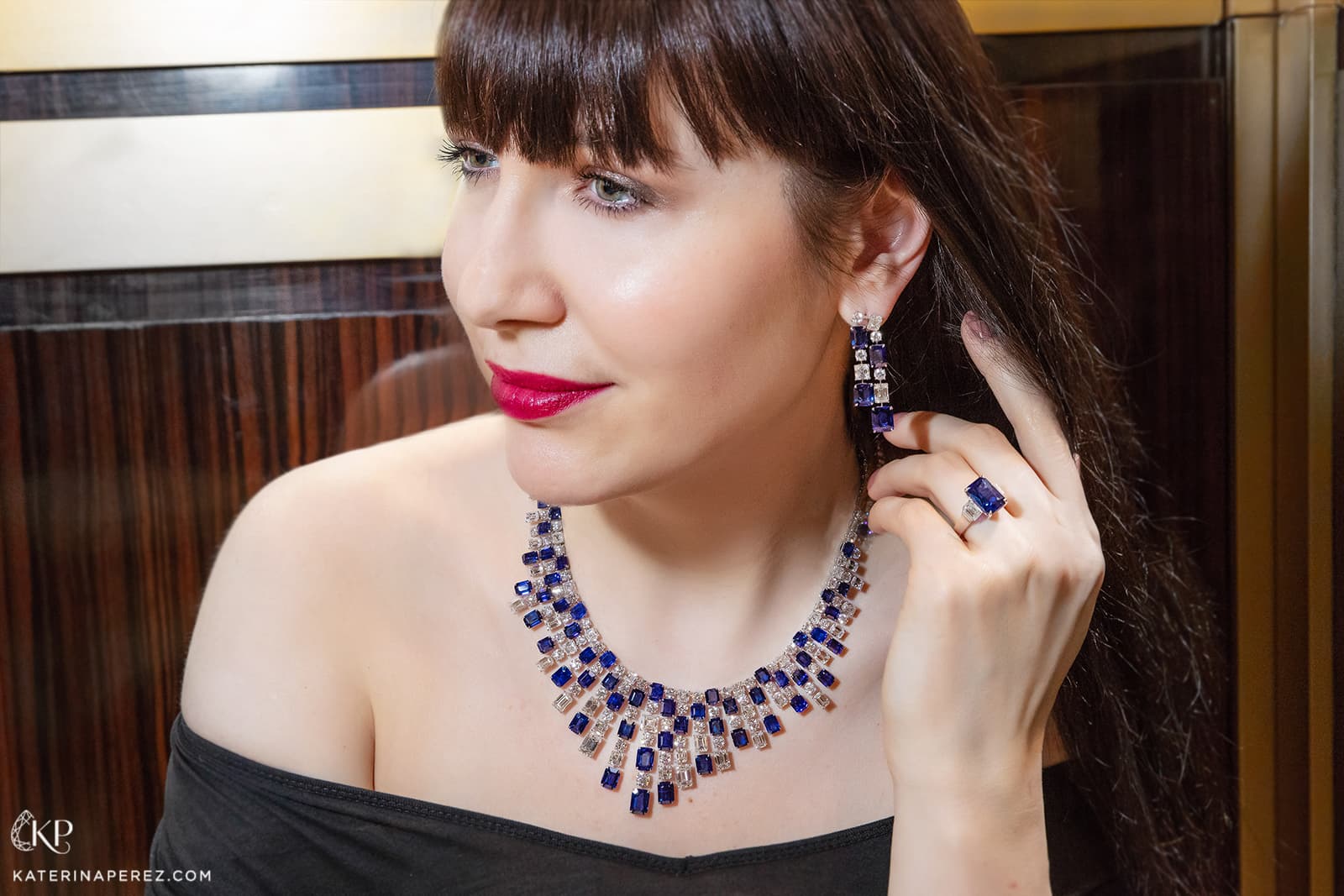 Luvor's Place Vendome high jewellery suite. The necklace alone is set with 63 perfectly matched Sri Lankan sapphires
