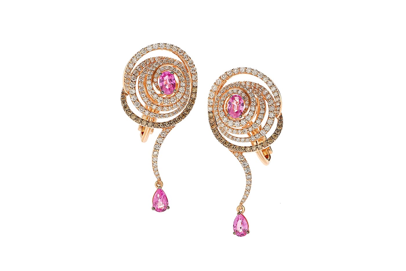  Luvor Carpe Diem pink sapphire and diamond earrings