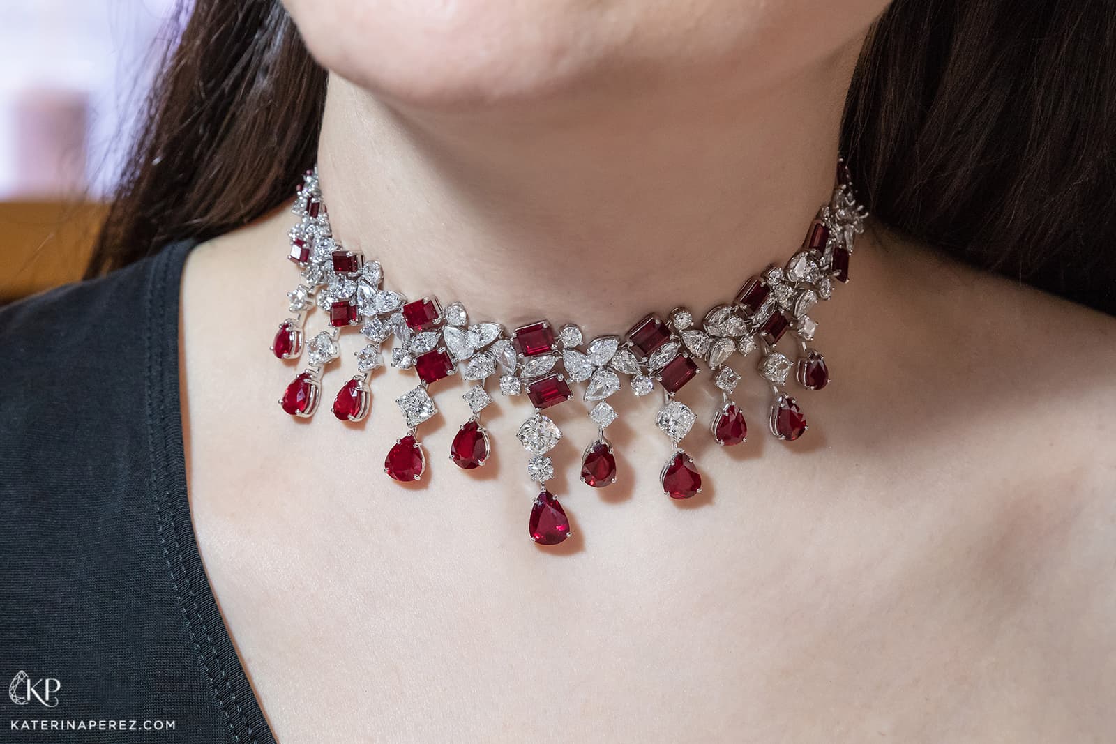  Luvor Imperial ruby and diamond necklace