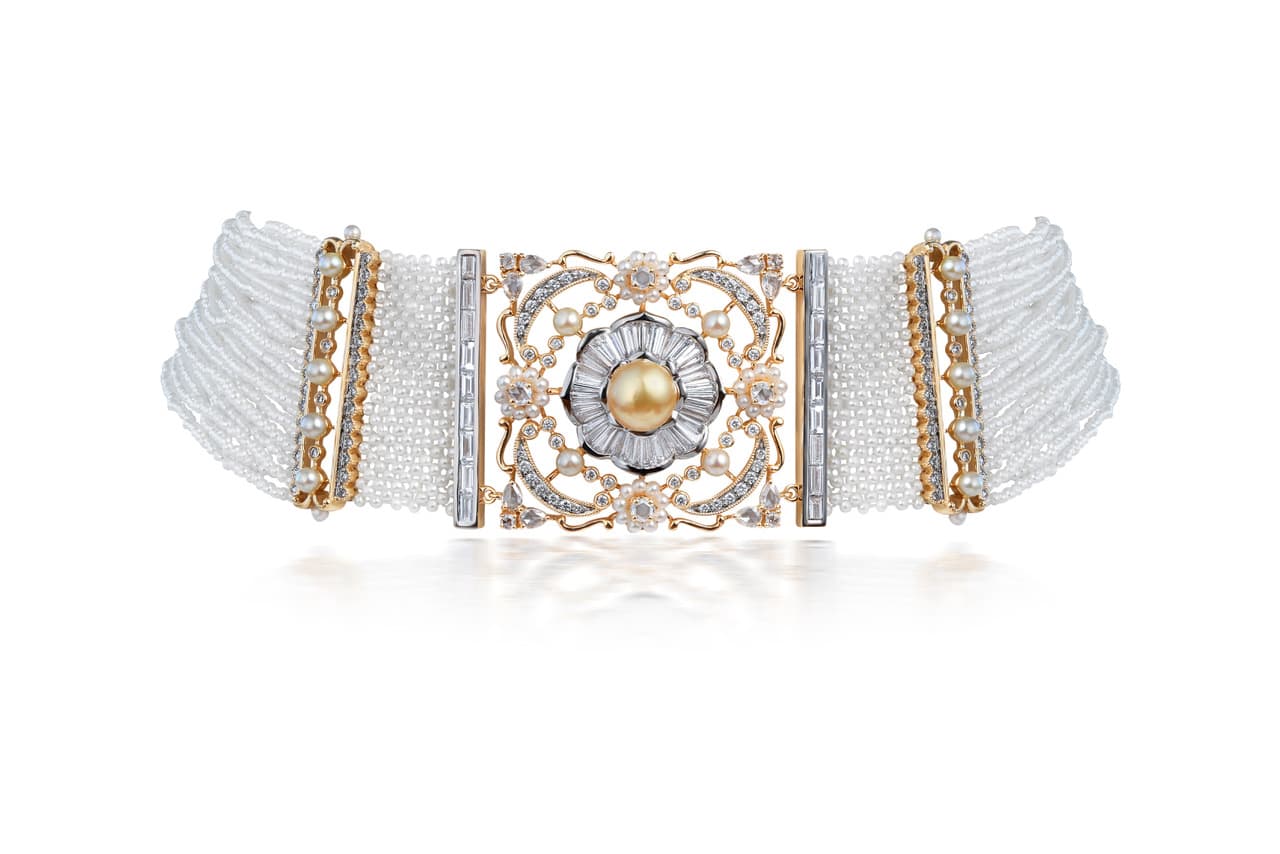  Moksh pearl and diamond choker