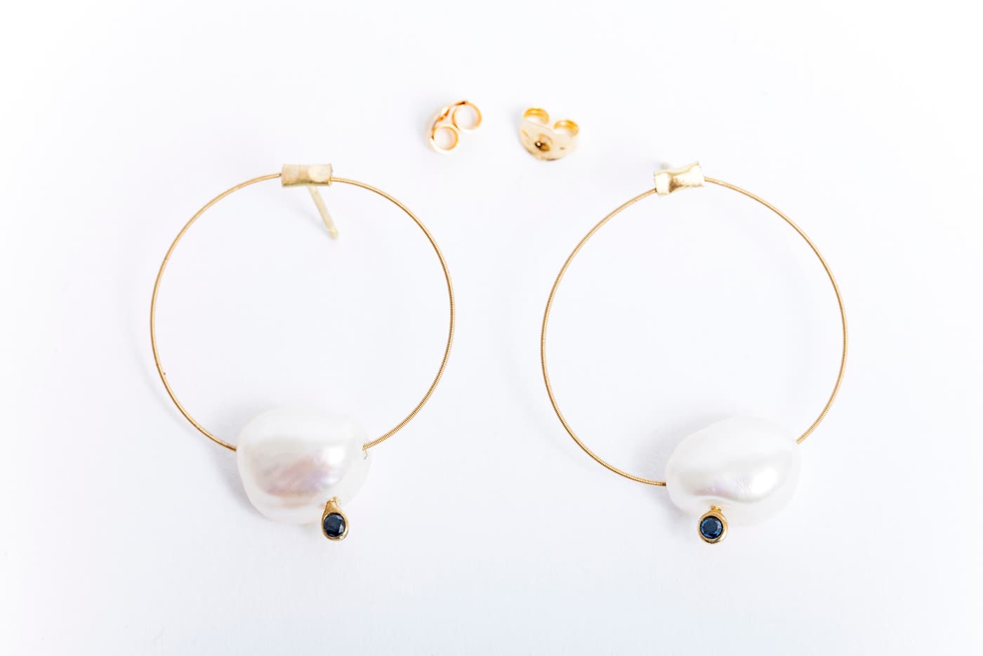  Stelios Karantonas Lotus sapphire and pearl earrings