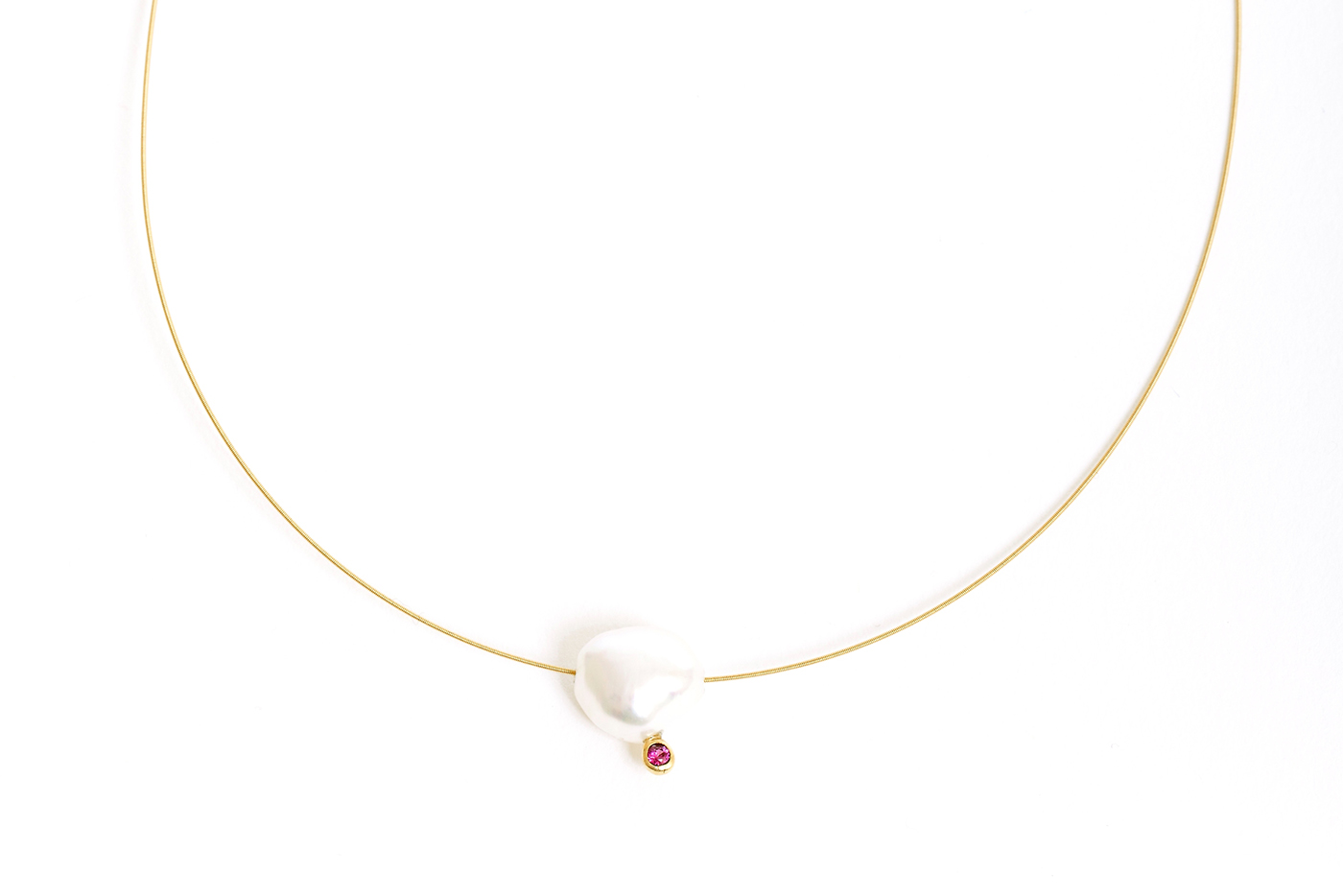  Stelios Karantonas Lotus ruby and pearl necklace