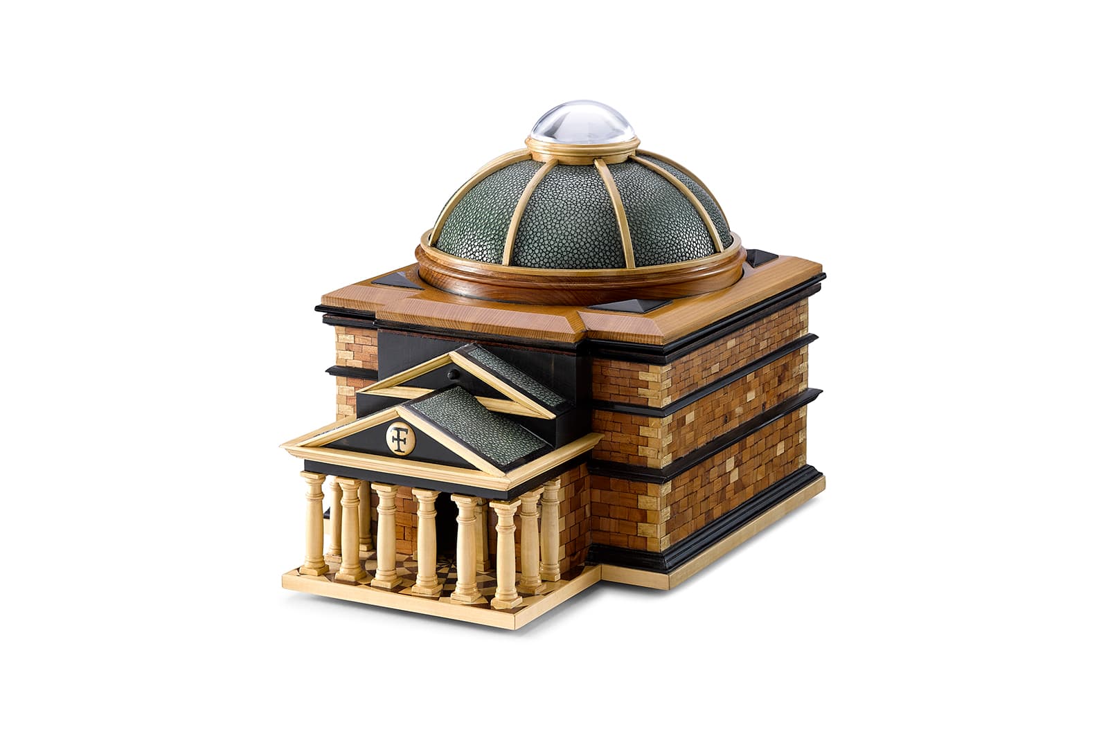 Theo Fennell's Slain Gladiator opening ring is presented in a reproduction of the Pantheon in Rome