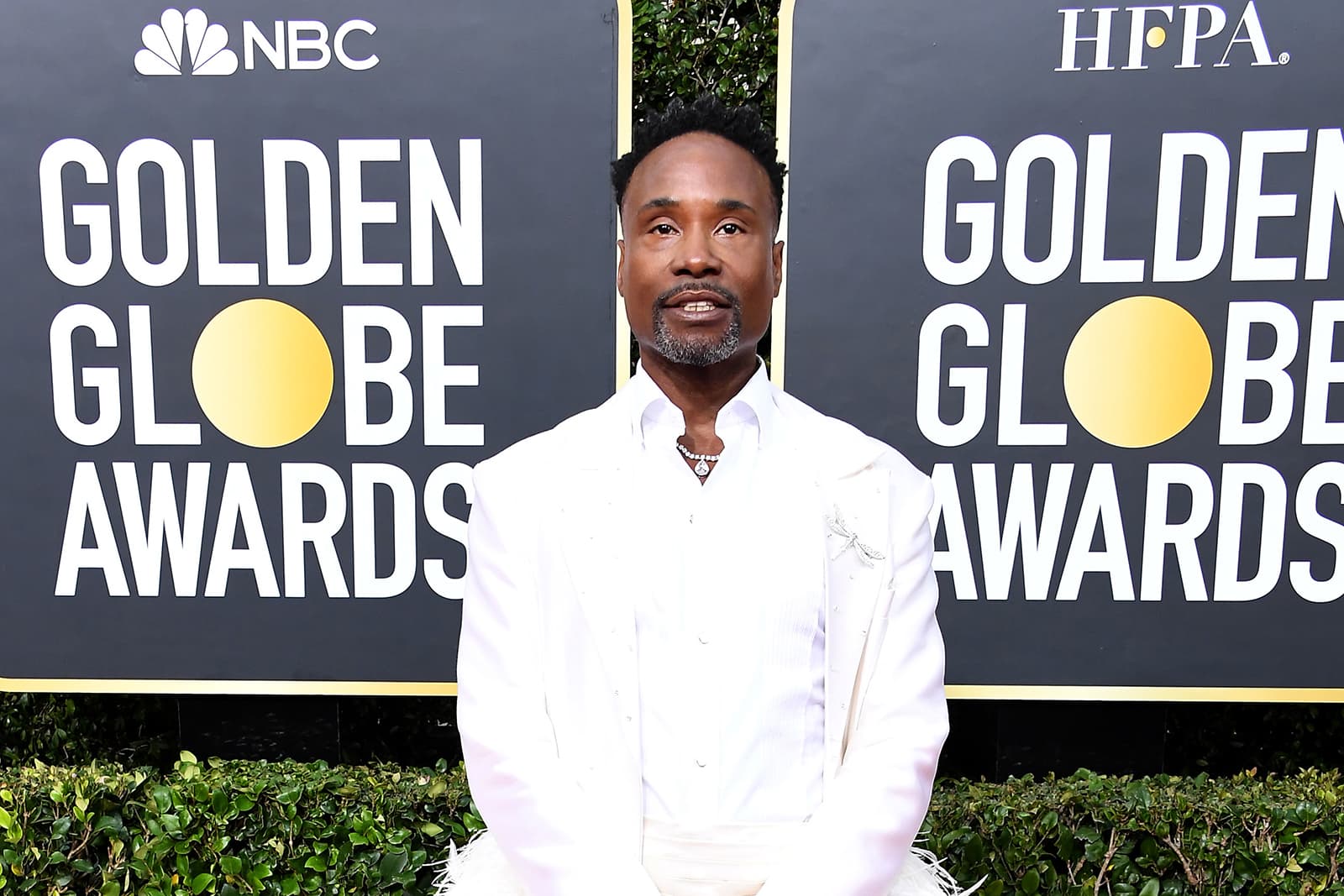  Billy Porter wearing Tiffany&Co. necklace with diamonds and Enchant dragonfly brooch with diamonds