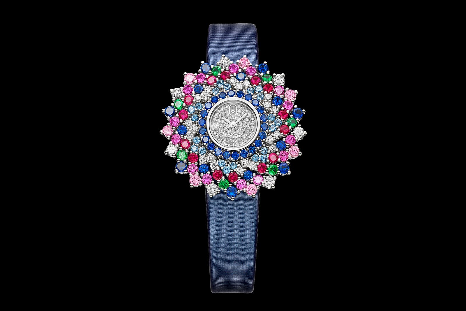  Harry Winston Kaleidoscope high jewellery watch, set with diamonds, sapphires, aquamarines, rubies and tsavorites 