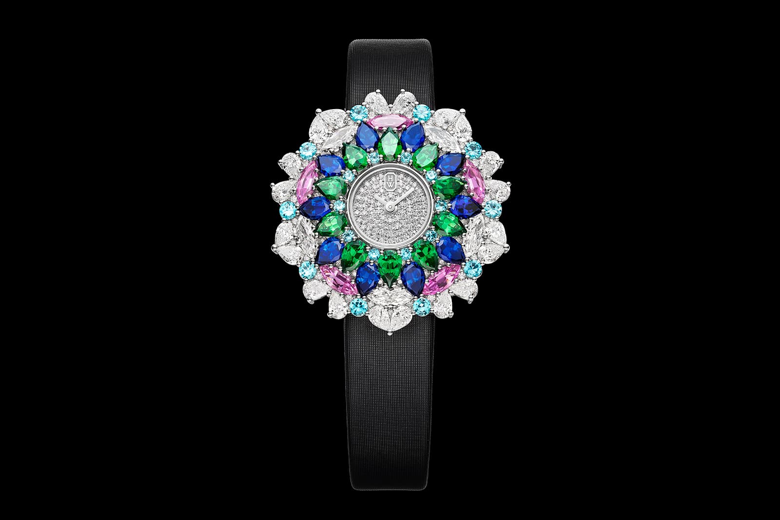 Harry Winston Kaleidoscope high jewellery watch, set with diamonds, Paraiba tourmalines, sapphires and tsavorites