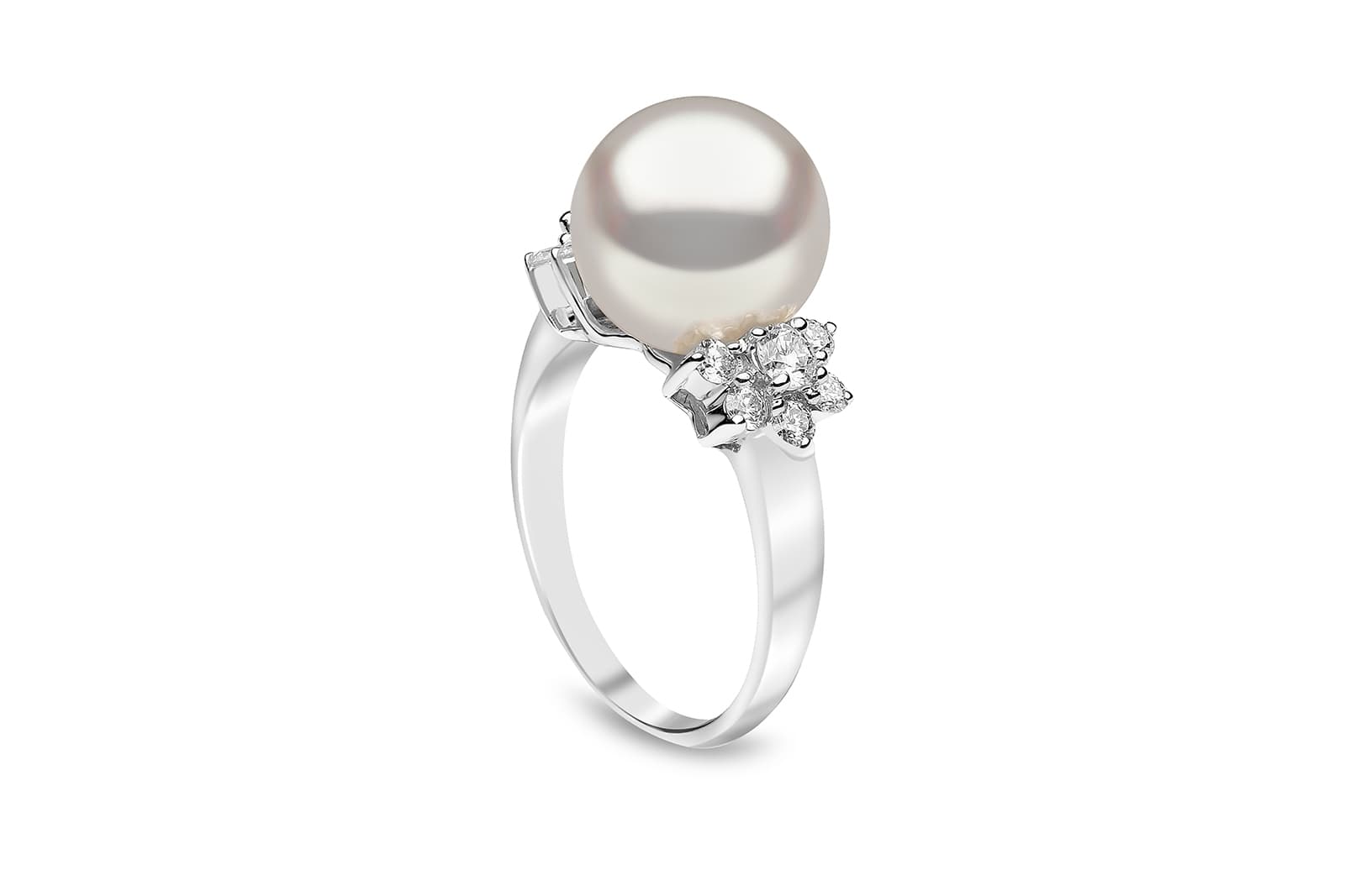 Freshwater Pearl Ring with Diamonds in Rose Gold KLENOTA