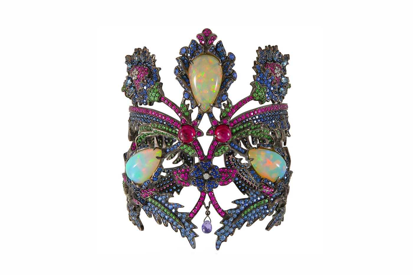   Lydia Courteille Topkapi opal and gemstone cuff 