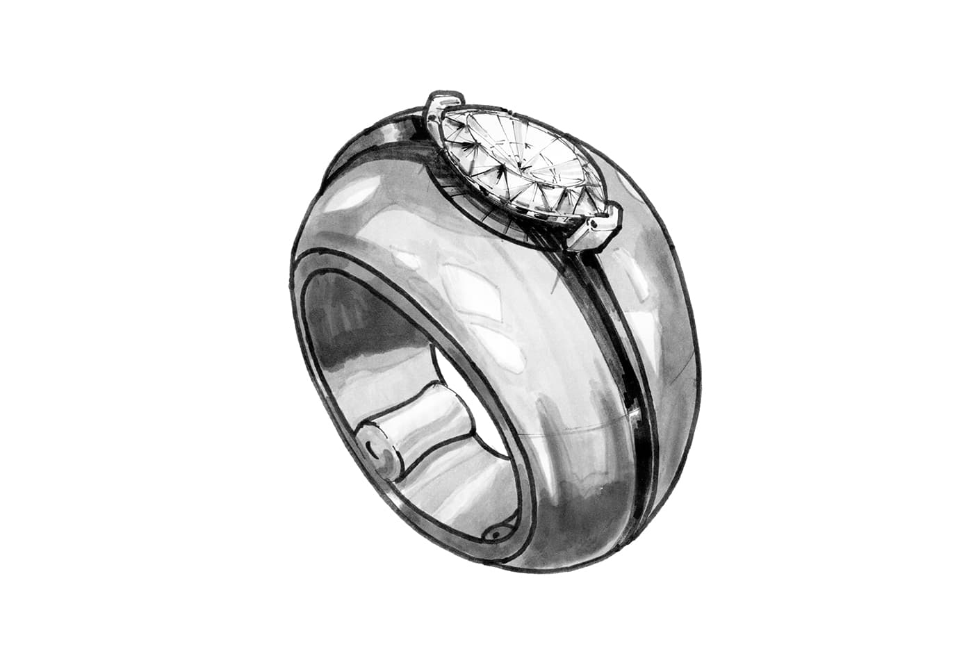 Philippe sketches each new ring design by hand