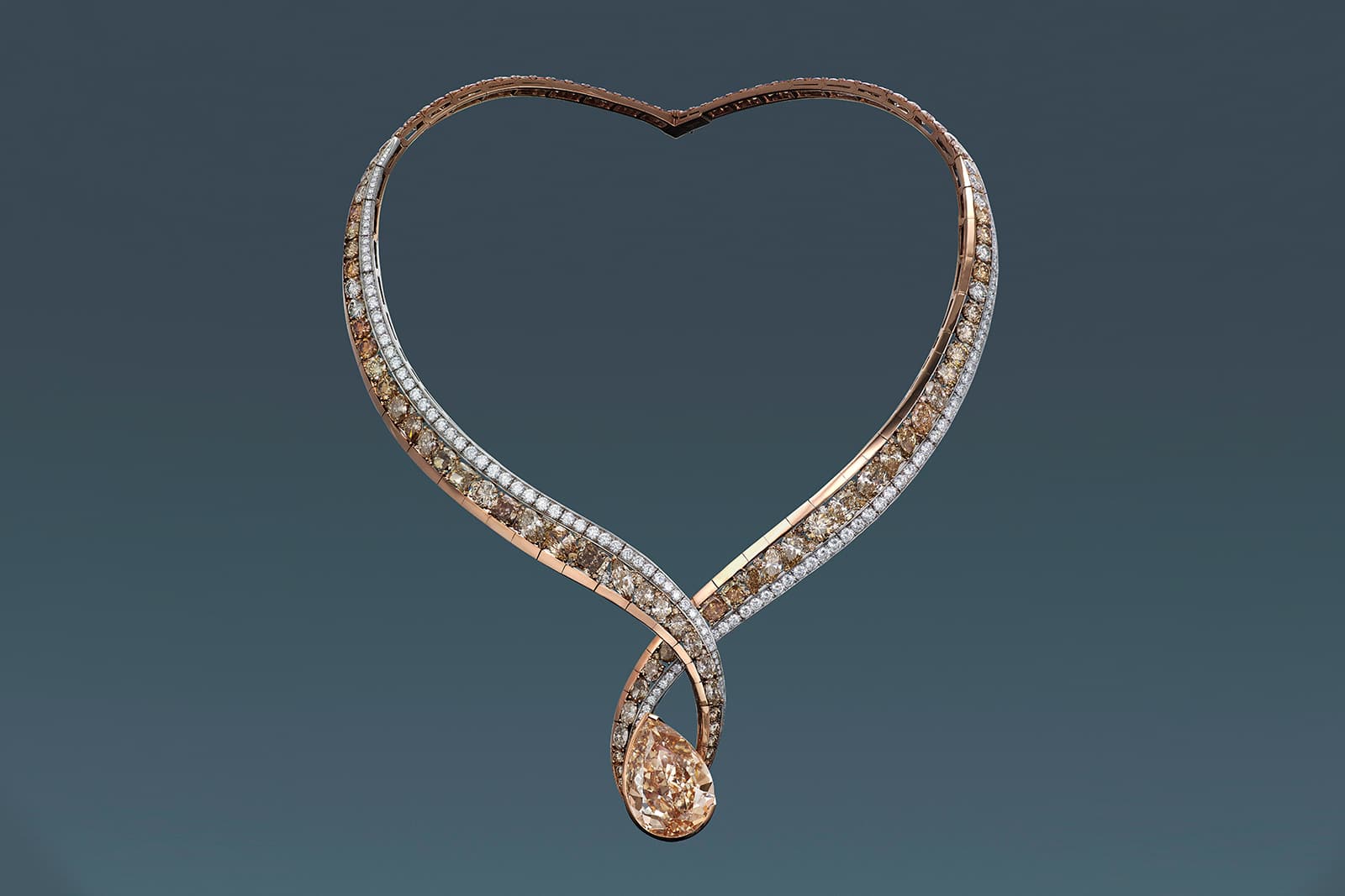 The first Anna Hu jewel to be auctioned is a spectacular high jewellery necklace showcasing a 27.02 carat Fancy brown-yellow diamond