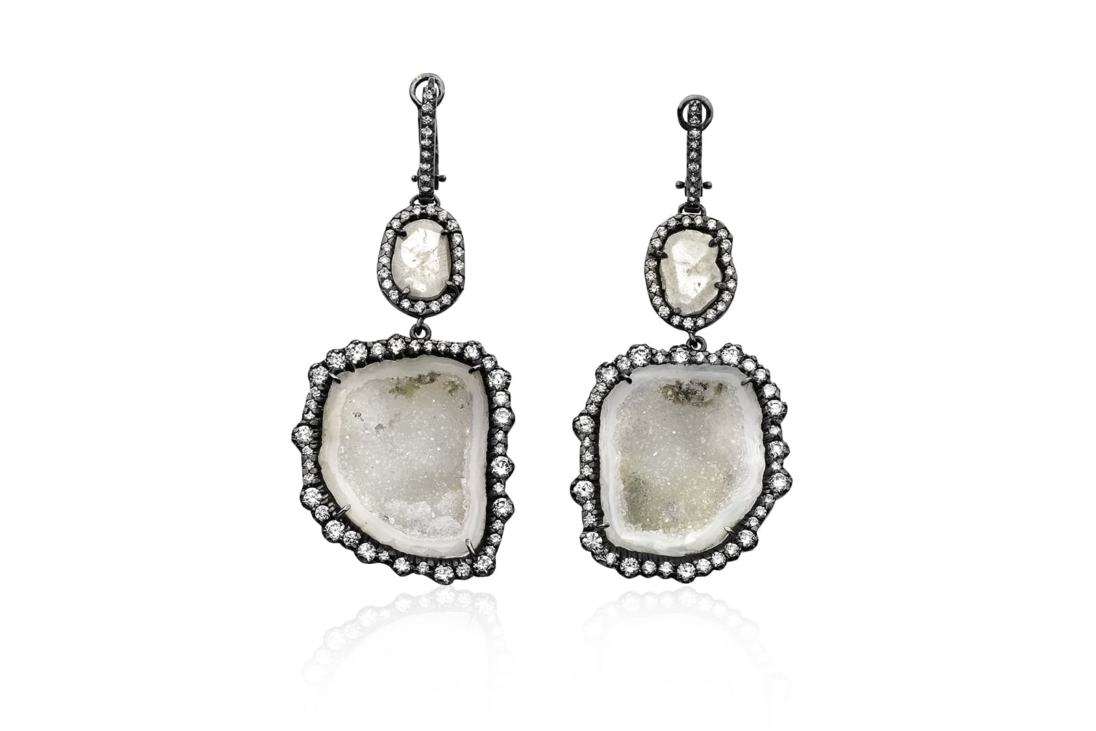  Kimberly McDonald geode and diamond slice earrings