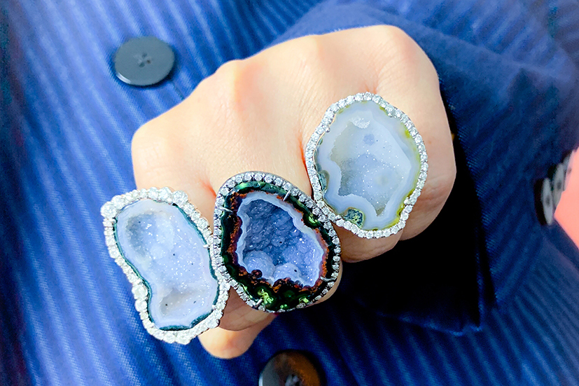  A trio of Kimberly McDonald geode rings