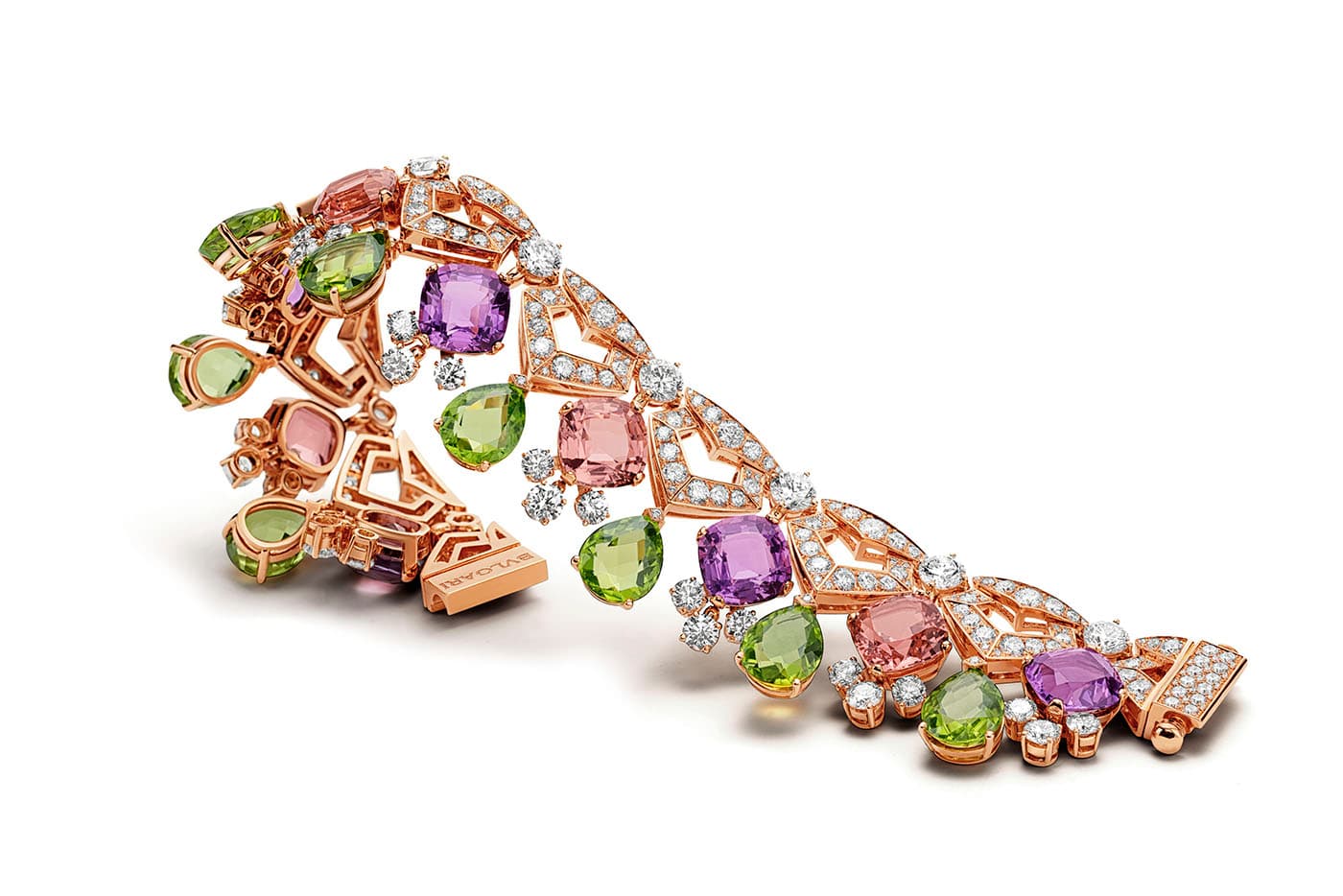  Bvlgari Barocko high jewellery collection amethyst, peridot and diamond bracelet