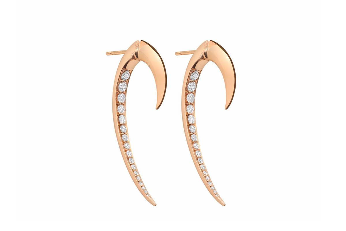  Shaun Leane 18 carat rose gold and diamond Hook earrings