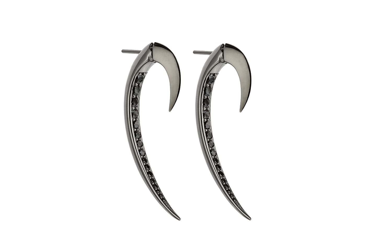  Shaun Leane Hook earrings with black spinels in black rhodium