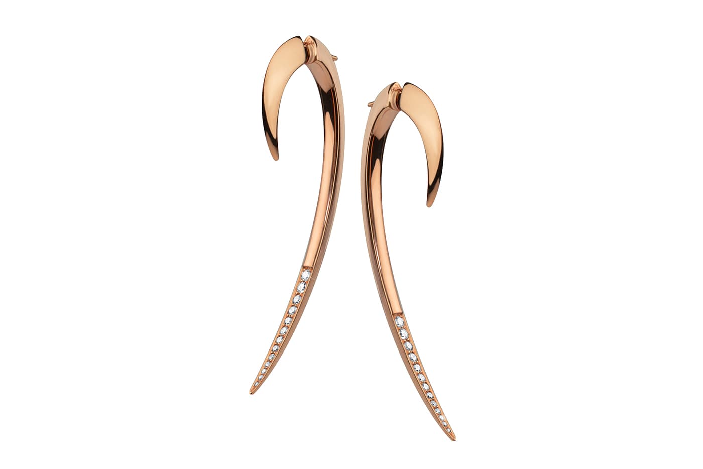  Shaun Leane large Hook earrings with diamonds in rose gold vermeil
