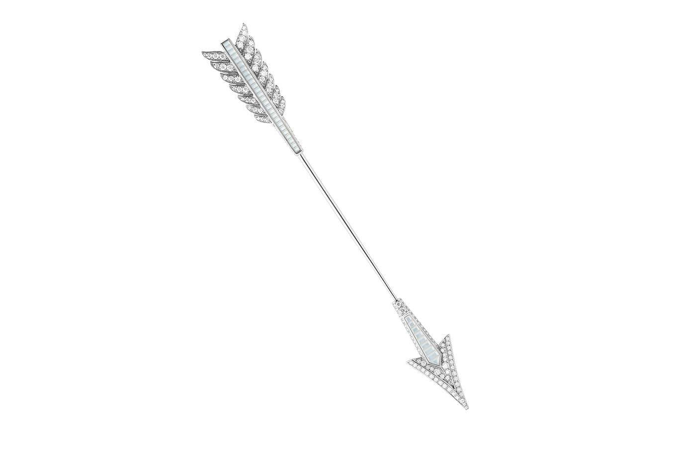  Flèche du Temps high jewellery single earring with mother of pearl and diamonds