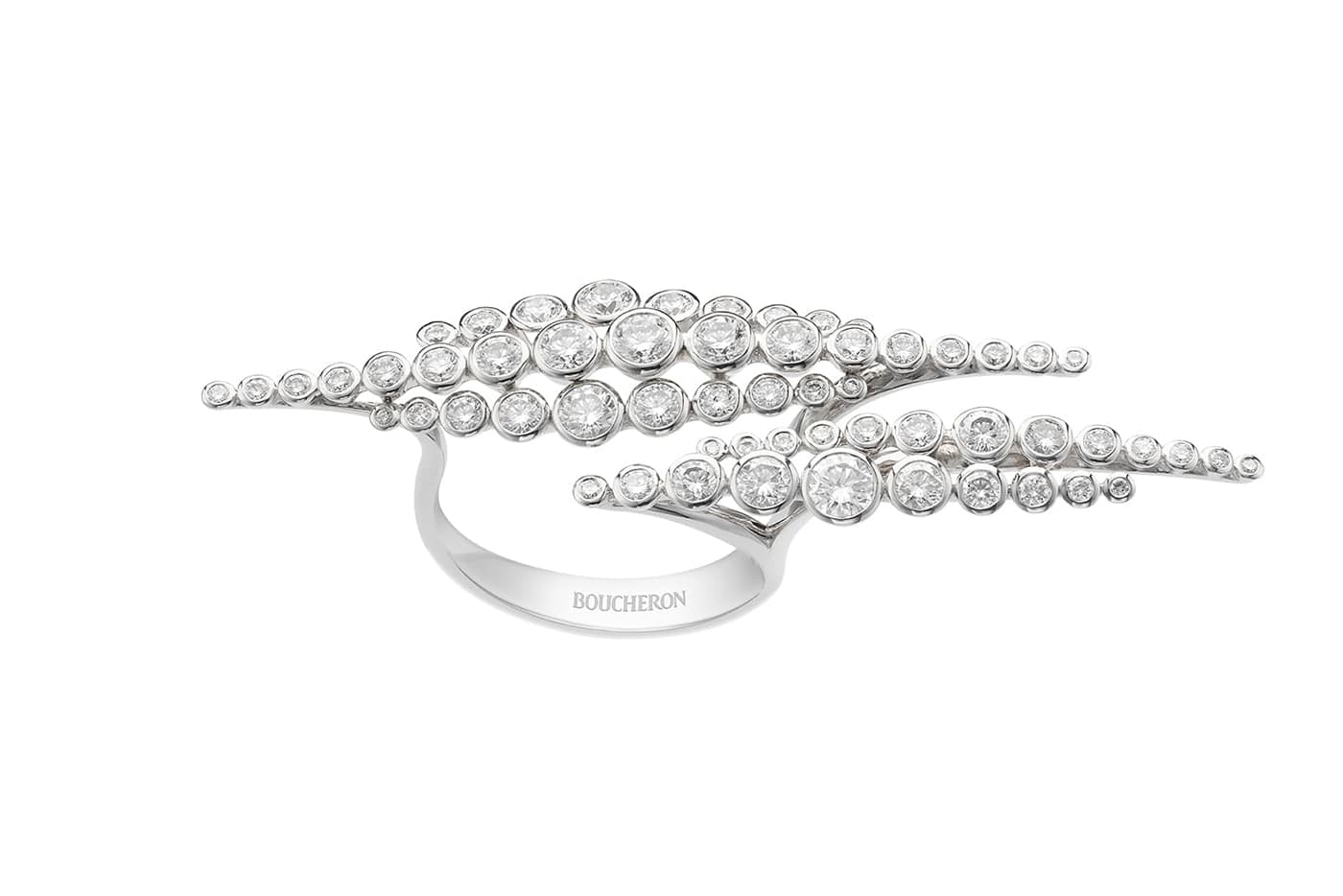  En Passant ring in white gold and diamonds, from Boucheron's Contemplation high jewellery collection 