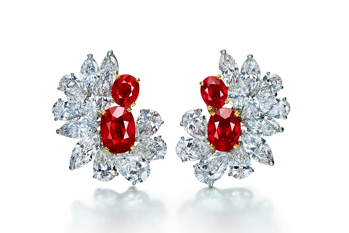  Faidee Burmese ruby and diamond earrings