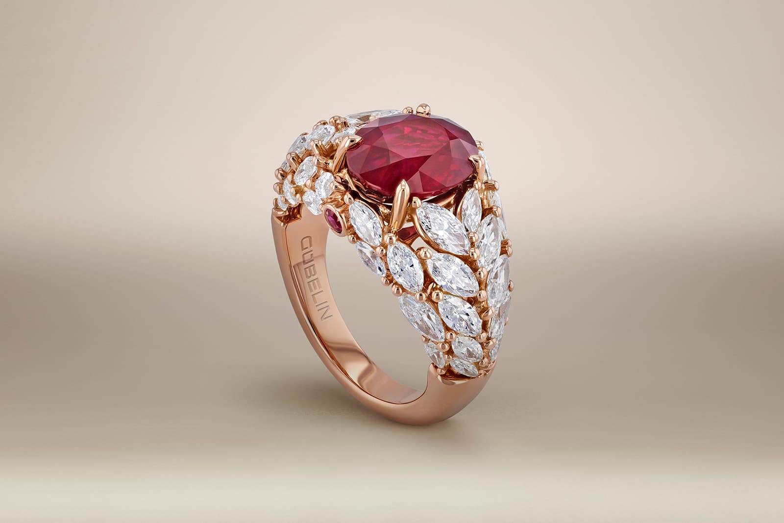 Gübelin Jewellery Royal Pagoda Burmese ruby and diamond ring