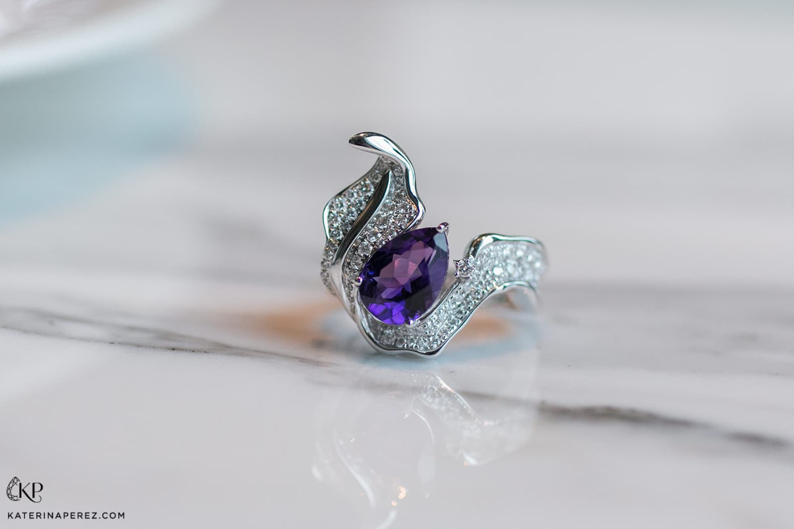  Simone Jewels x Katerina Perez earrings with amethyst and diamonds in recycled white gold