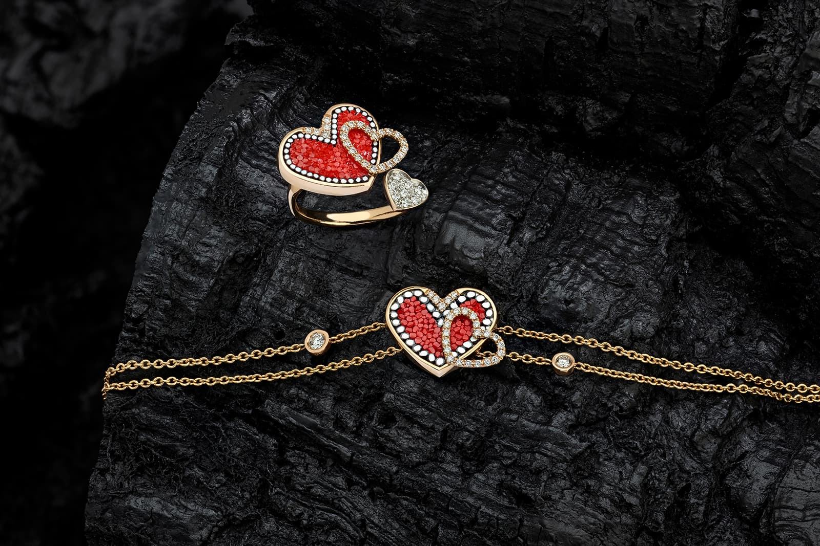  Micromosaic heart jewels from Katerina's debut collaborative collection with SICIS