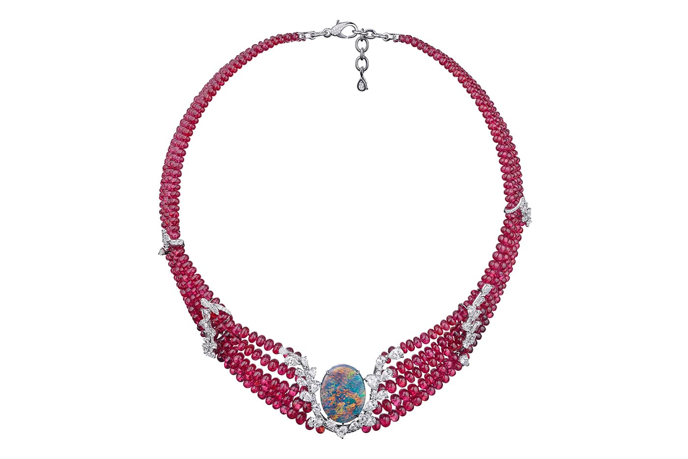  An incredible 357 carats of spinel beads form cacades of colour