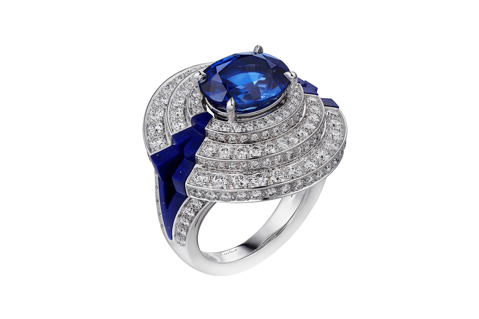  The Sinopé sapphire, diamond and lapis lazuli high jewellery ring 