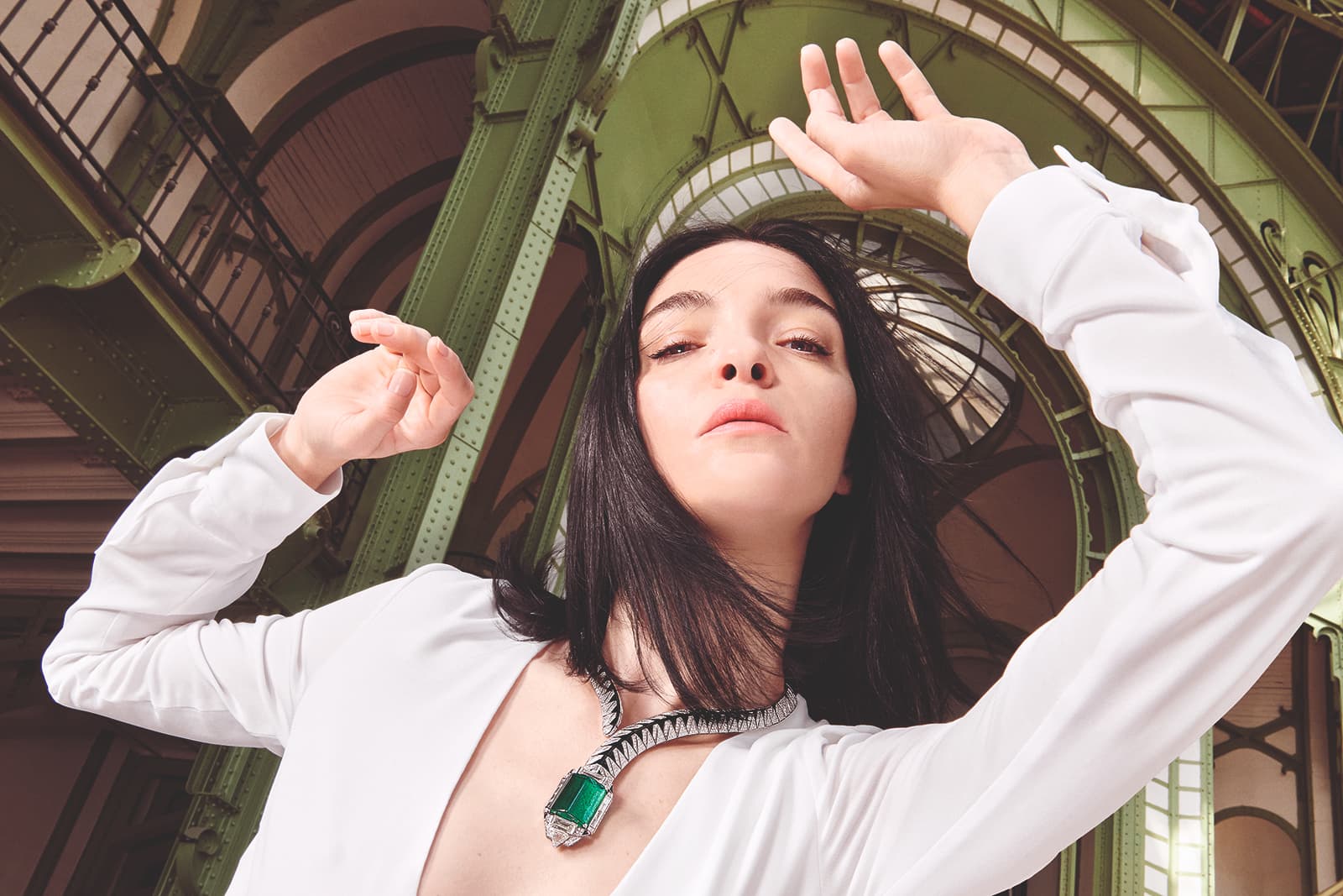 The dramatic Opheis necklace from Cartier's new [SUR]NATUREL high jewellery collection