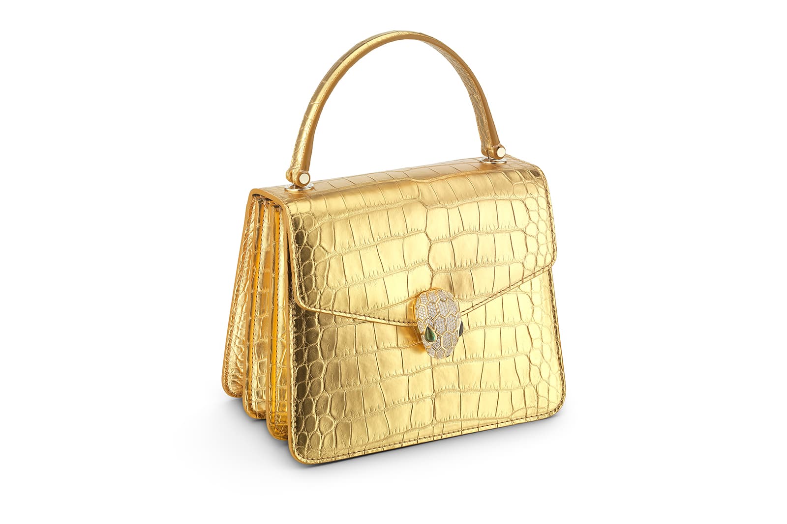  Made of crocodile skin and pure 24 carat gold, the High Jewellery Serpenti bag is the most precious bag Bvlgari has ever created