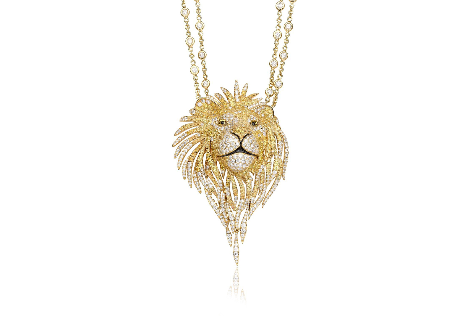  Set with yellow sapphires and diamonds, it perfectly captures the powerful presence of the lion