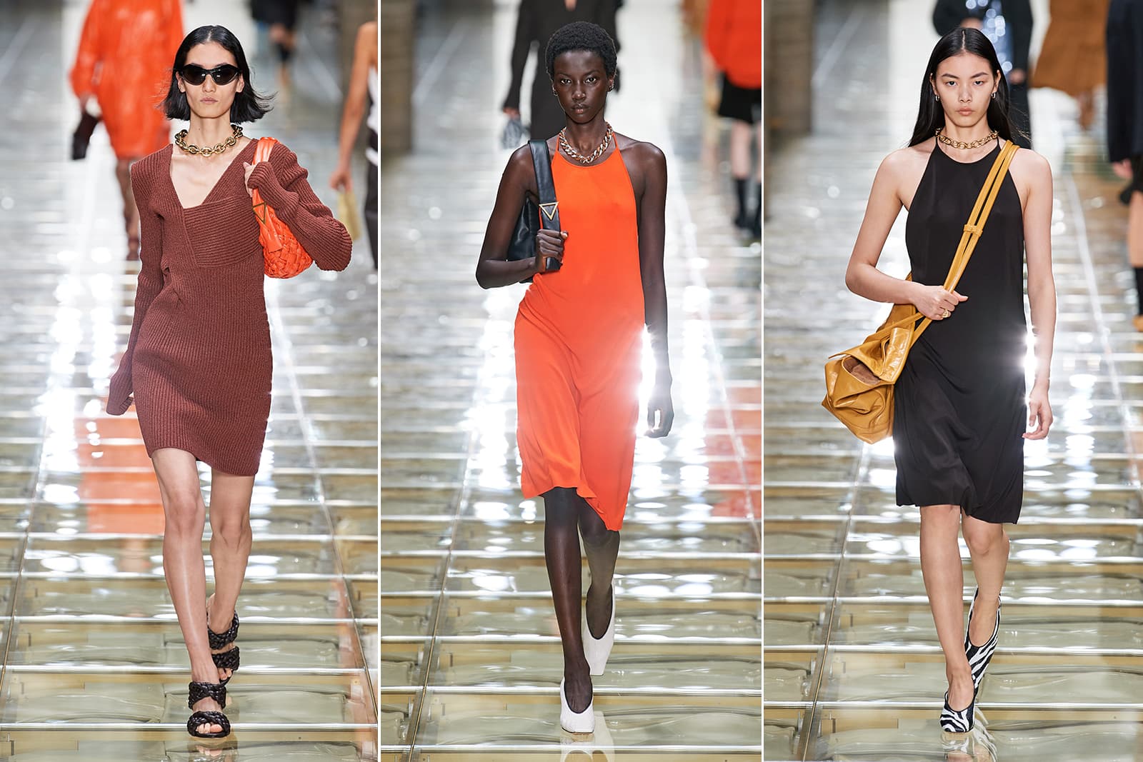 Chunky gold chains on the Bottega Veneta spring/summer 2020 catwalk
