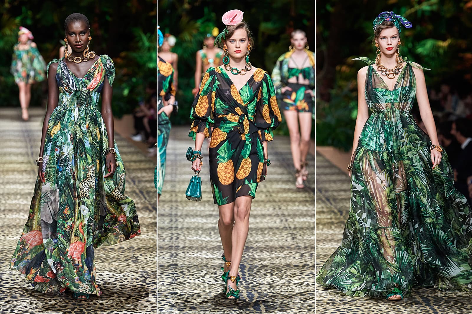  Oversized, heavily embellished chains on the Dolce & Gabbana spring/summer 2020 catwalk