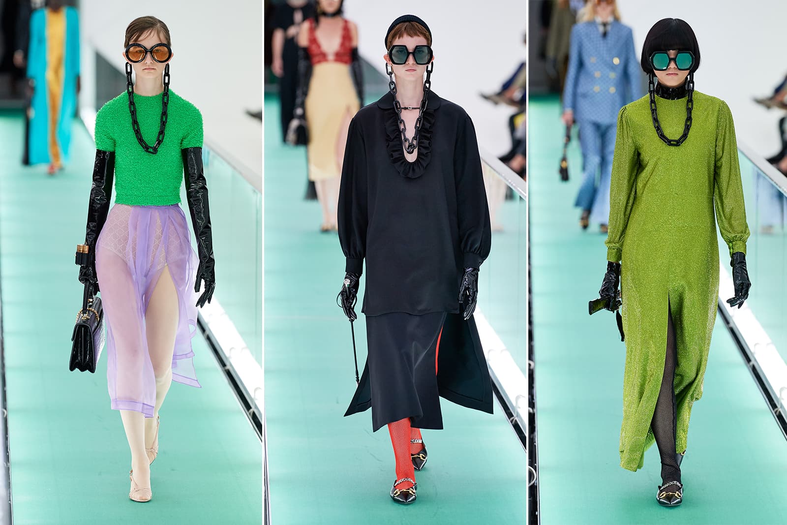  Enormous sunglasses chains on the Gucci spring/summer 2020 catwalk