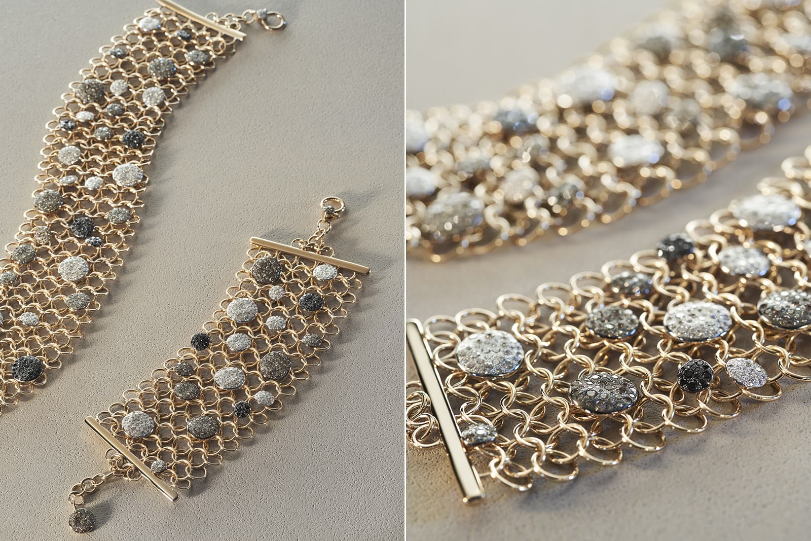  Sabbia high jewellery choker and bracelet featuring a chain-like gold mesh