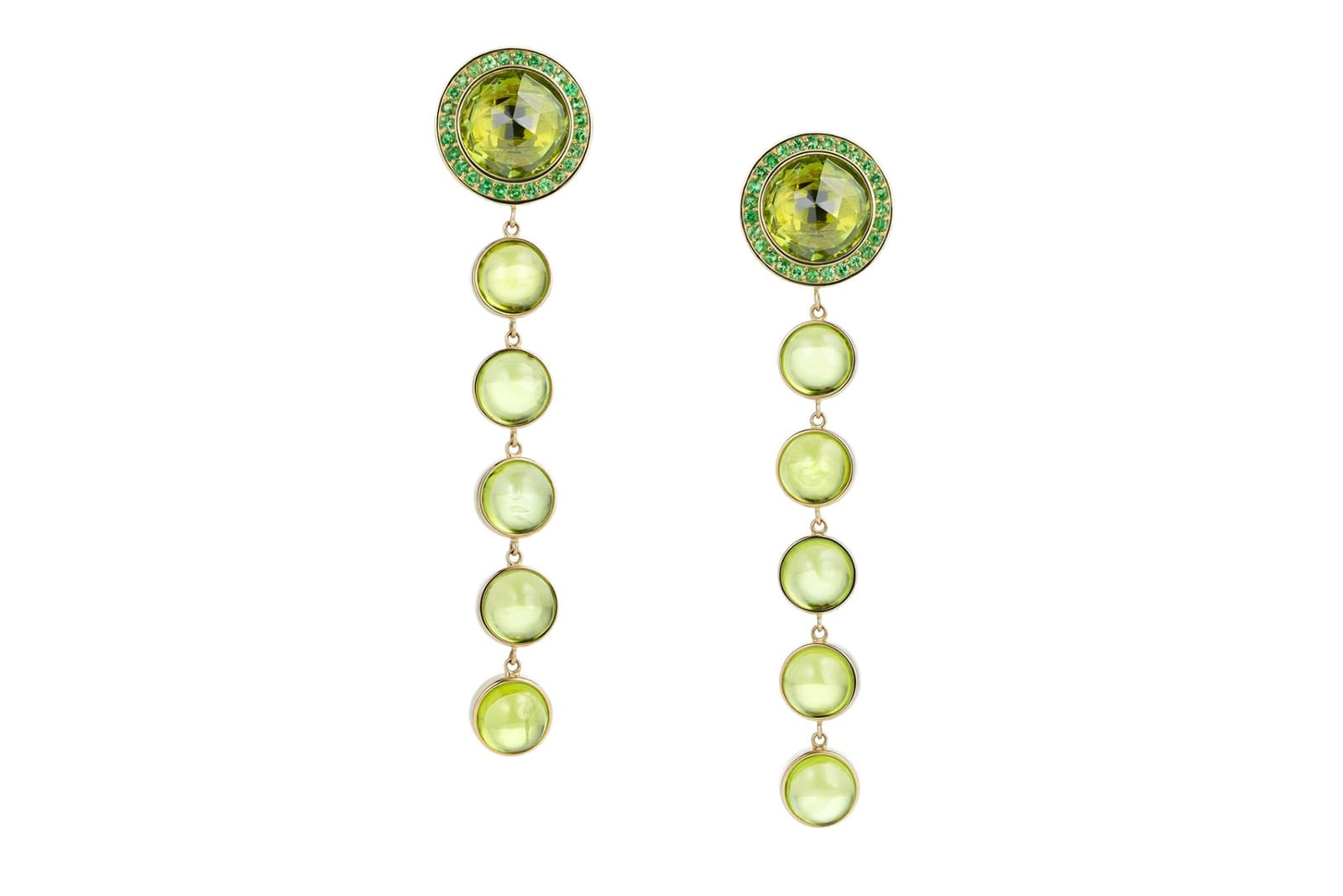  Misahara Stena peridot earrings in 18 carat yellow gold