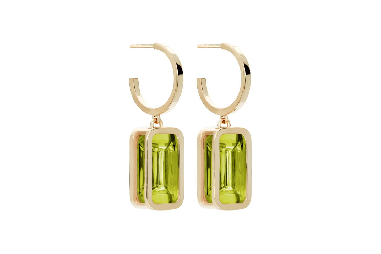  Alina Abegg Pfefferminz peridot hoops in 18 carat yellow gold