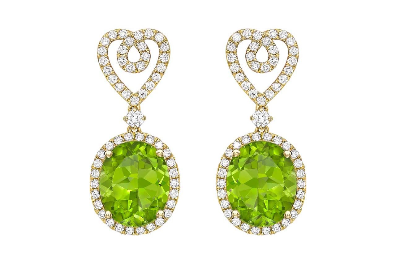  Kiki McDonough peridot and diamond heart earrings