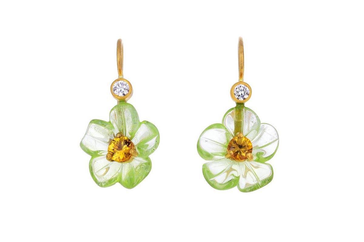  Cathy Waterman peridot and yellow sapphire earrings