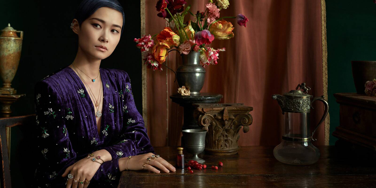 Julia shot Gucci's 2018 Timepieces and Jewellery campaign for Gucci, starring Chinese pop star Chris Lee
