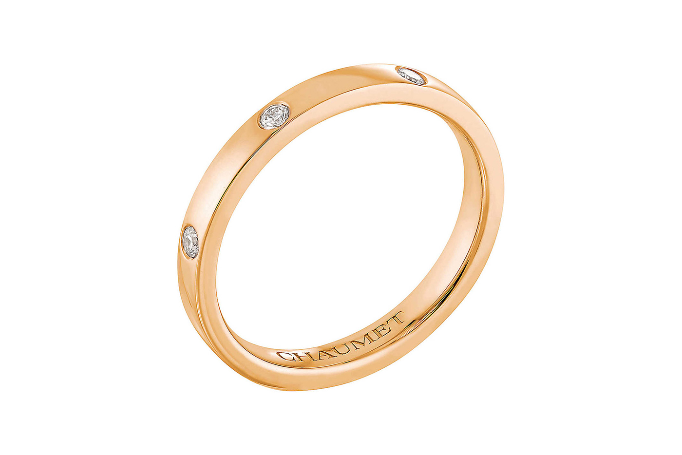 Les Eternalles de Chaumet Rubans wedding band in 18 carat rose gold with diamonds