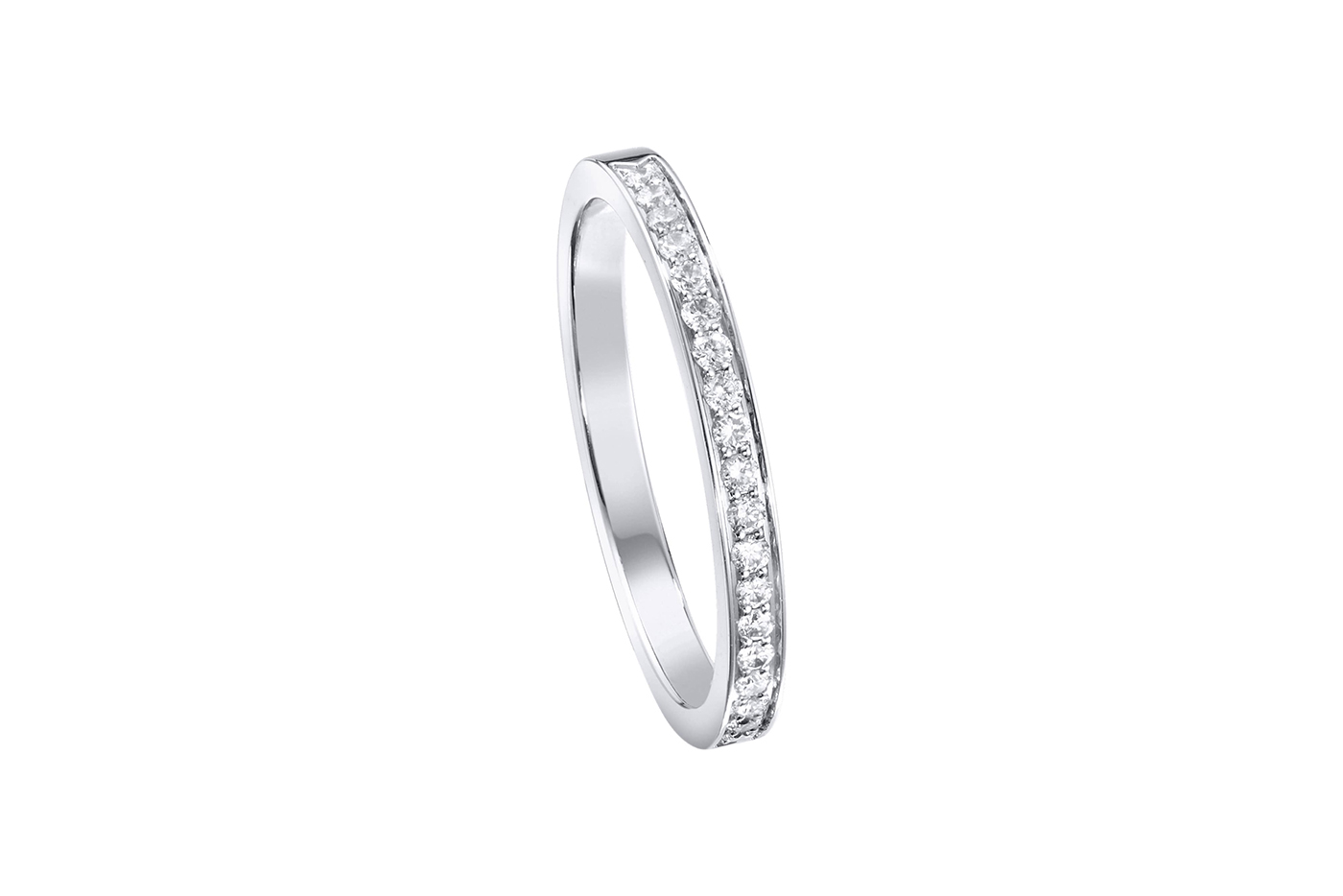  Piaget half-set wedding band in platinum with diamonds