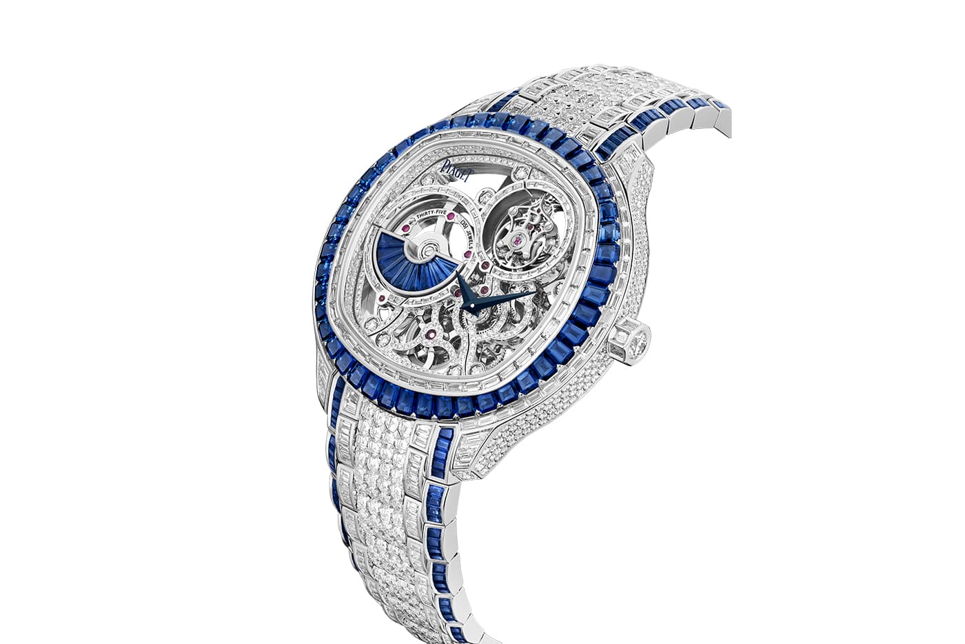  Crafting the movement took 10 times longer than a traditional Piaget watch thanks to the exquisite gem-setting and hand-finished detailing