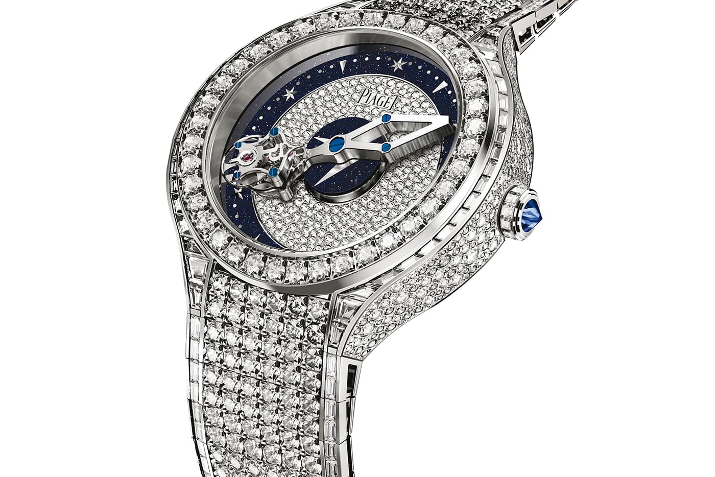  Piaget’s proprietary 608P hand-wound Tourbillon Relatif movement is positioned on the same axis as the minute hand